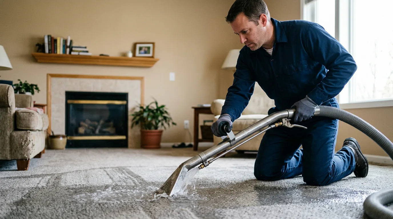 Water damage restoration technician working near Coal Township, PA
